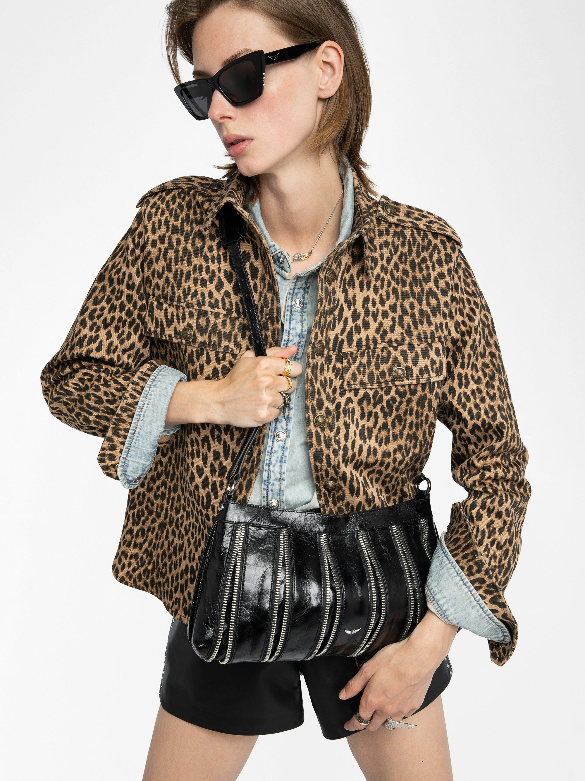 Sunny Moody Zip Bag - Multi zip bag in patent leather with vintage-inspired effect, with adjustable shoulder strap and signature wings.